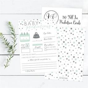 img 2 attached to 🌟 50 Mint Stars Baby Shower Advice and Prediction Cards - New Parent Message Book, Mom & Dad Card, Gender Neutral Shower Party Favors