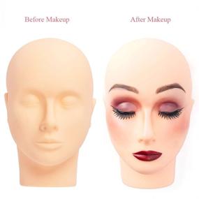 img 2 attached to HAIREALM Eyelash Flat Practice Head Manikin Cosmetology Mannequin Doll Face Head Makeup Head with Table Clamp Holder Included, Model AMT01P