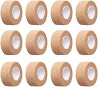 🏥 12pc-1 inch wide nude elastic self-adhesive bandage finger tape, first aid wrap bandages for wrist and ankle sprains & swelling логотип