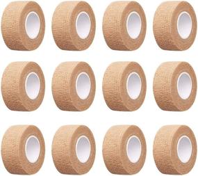 img 3 attached to 🏥 12pc-1 Inch Wide Nude Elastic Self-Adhesive Bandage Finger Tape, First Aid Wrap Bandages for Wrist and Ankle Sprains & Swelling