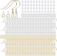 💫 complete 1200pcs sterling silver diy earring making kit: hypoallergenic fish hooks, jump rings, silicone backs in silver & gold logo