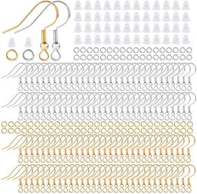 img 4 attached to 💫 Complete 1200PCS Sterling Silver DIY Earring Making Kit: Hypoallergenic Fish Hooks, Jump Rings, Silicone Backs in Silver & Gold