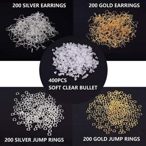 img 3 attached to 💫 Complete 1200PCS Sterling Silver DIY Earring Making Kit: Hypoallergenic Fish Hooks, Jump Rings, Silicone Backs in Silver & Gold