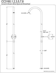 img 1 attached to 🚿 Kingston Brass CC3161 Vintage Convert to Shower Kit: No Spout/Showerhead, 62-Inch, Polished Chrome