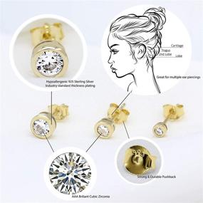 img 3 attached to 👑 Enhanced SEO: Spoil Cupid 14K Gold Plated 925 Sterling Silver CZ Round Bezel Set Stud Earrings, 2mm 3mm 4mm Stone