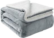 🔥 warm and cozy nanpiper sherpa blanket: reversible velvet plush fleece/wool like twin bed blanket for winter (light grey, 60"x80") logo