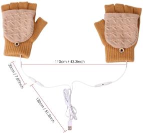 img 3 attached to 🧤 Oenbopo USB Heated Gloves - Half Finger Winter Gloves with USB Heating for Warmth (Yellow + Beige)
