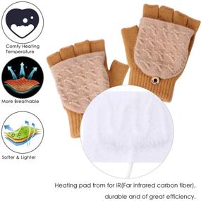 img 1 attached to 🧤 Oenbopo USB Heated Gloves - Half Finger Winter Gloves with USB Heating for Warmth (Yellow + Beige)