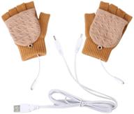 🧤 оенбопо нагреваемые перчатки с usb - полуперчатки для зимы с подогревом usb для сохранения тепла (желтый + бежевый) логотип