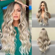 👩 hanyudie ombre blonde long wavy wig - middle part synthetic heat resistant party wig for women, natural look logo