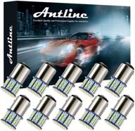 🔆 antline 1157 bay15d 7528 2057 2357 led bulbs white 10-packs: super bright 3014 50-smd led replacement for 12v rv, camper, car, trailer, boat: backup reverse, tail brake, turn signal lights logo