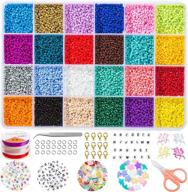 📿 jewelry making kit: glass seed beads with complete alphabet letter beads, elastic string cords, pendants, charms, and diy accessories (2mm) logo