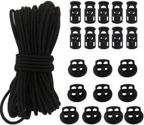 img 4 attached to 20 Pieces of Plastic Cord Locks with 50 Feet of 1/8-Inch Heavy Stretch Round Elastic Cord, Including 10 Single-Hole and 10 Double-Hole Spring Toggle Stopper Slider in Black (3mm-Black)