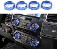 🔵 enhance your f150 experience: blue aluminum keptrim ac vol knob ring button trim for ford f150 xlt 2015-2019, 4pcs set logo