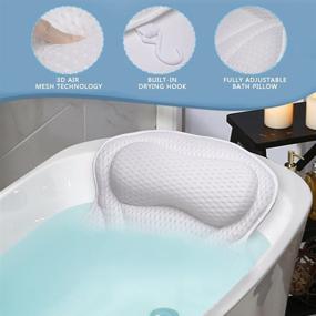 img 1 attached to 🛁 Ultimate Comfort Bath Pillow with Strong Non-Slip Suction Cups - Neck, Head, and Back Support for Men and Women