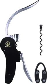 img 2 attached to 🍷 Wine Ziz Black Screw-pull Lever Corkscrew Wine Bottle Opener Set: Bonus Foil Cutter & Spare Corkscrew Spiral, Heavy-Duty Metal Manual Cork Screw – Perfect Wine Gift Kit