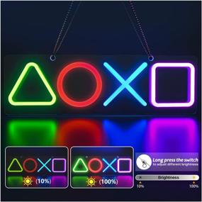 img 4 attached to 🎮 Imoli Personalized LED Neon Lights Signs for Bedroom Wall Decor with USB Power - Dimmable PlayStation Gaming Icons Acrylic Light Decor - Perfect for Party, Birthday Gifts, Bar Game, Christmas