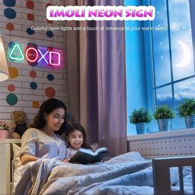 img 3 attached to 🎮 Imoli Personalized LED Neon Lights Signs for Bedroom Wall Decor with USB Power - Dimmable PlayStation Gaming Icons Acrylic Light Decor - Perfect for Party, Birthday Gifts, Bar Game, Christmas