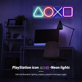 img 2 attached to 🎮 Imoli Personalized LED Neon Lights Signs for Bedroom Wall Decor with USB Power - Dimmable PlayStation Gaming Icons Acrylic Light Decor - Perfect for Party, Birthday Gifts, Bar Game, Christmas