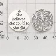 30pcs antique silver round 'she believed she could so she did' charms - craft supplies for jewelry making & crafting (9249) logo