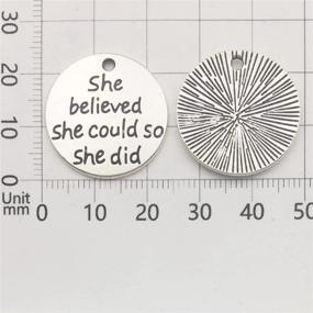 img 2 attached to 30pcs Antique Silver Round 'She Believed She Could So She Did' Charms - Craft Supplies for Jewelry Making & Crafting (9249)