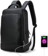 🎒 intelligent increase leather laptop backpack for men - bopai 18l, usb charging travel backpack for men logo