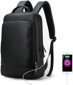 img 4 attached to 🎒 Intelligent Increase Leather Laptop Backpack for Men - Bopai 18L, USB Charging Travel Backpack for Men