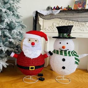 img 1 attached to 🎄 Pop-up Collapsible Christmas Snowman and Santa Claus with 100 LED Lights - Holiday Xmas Decorations for Party, Yard, and Garden - Set of 2