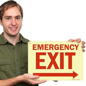 img 1 attached to SmartSign - S-1492G-GR-14 Emergency Exit Sign With Right Arrow By