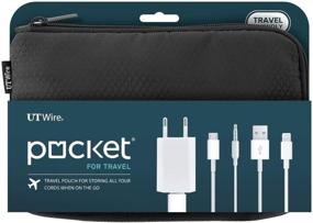 img 4 attached to Black Pocket Travel Organizer Case with Zipper: Charger, Cable, Power Bank & Flash Memory Accessories Holder - UT Wire (1-Pack)