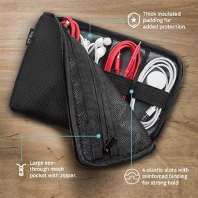 img 3 attached to Black Pocket Travel Organizer Case with Zipper: Charger, Cable, Power Bank & Flash Memory Accessories Holder - UT Wire (1-Pack)