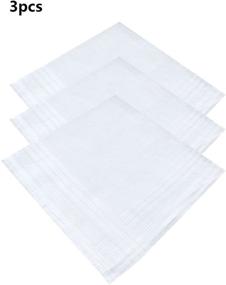 img 3 attached to White Men's Cotton Handkerchief Hankies: Stylish Accessories for Men