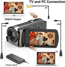 img 1 attached to HAOHUNT Full HD 1080P Video Camera Camcorder with 24MP & 16X Zoom: Black