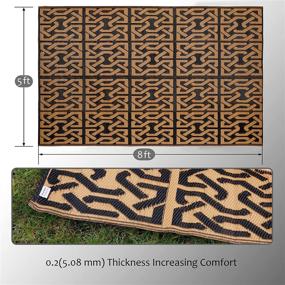 img 3 attached to 🏞️ Reversible Outdoor Mat - SAND MINE Plastic Straw Rug, Large Modern Area Rug, Perfect Rug for RV, Patio, Backyard, Deck, Picnic, Beach, Camping, Trailer - Black & Brown - 5' x 8'