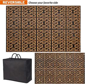img 1 attached to 🏞️ Reversible Outdoor Mat - SAND MINE Plastic Straw Rug, Large Modern Area Rug, Perfect Rug for RV, Patio, Backyard, Deck, Picnic, Beach, Camping, Trailer - Black & Brown - 5' x 8'