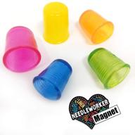 🧵 versatile rubber thimble set for hand sewing and quilting - 5 sizes 14-18, assorted colors. bundle of 5 with bonus 'needleworker' magnet logo