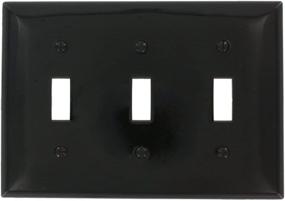 img 1 attached to 🔲 Leviton 80711-E 3-Gang Toggle Device Switch Wallplate: Standard Size, Thermoplastic Nylon, Device Mount, Black - 1-Pack