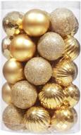 🎄 upivitle 34pcs shatterproof christmas ball ornaments - 6 finishes xmas tree decorations in 1.6" (40mm gold) - ideal for holiday wedding party decor logo