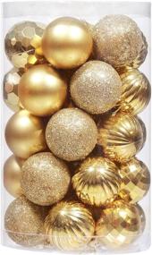 img 4 attached to 🎄 Upivitle 34Pcs Shatterproof Christmas Ball Ornaments - 6 Finishes Xmas Tree Decorations in 1.6" (40mm gold) - Ideal for Holiday Wedding Party Decor