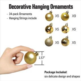 img 2 attached to 🎄 Upivitle 34Pcs Shatterproof Christmas Ball Ornaments - 6 Finishes Xmas Tree Decorations in 1.6" (40mm gold) - Ideal for Holiday Wedding Party Decor