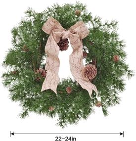 img 1 attached to 🎄 Rustic Pine Christmas Wreaths for Front Door, 22 Inch Artificial RED DECO Wreath for Farmhouse Indoor Outdoor Windows Wall Decor, Winter Holiday Decorations Ornament