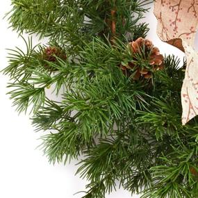 img 2 attached to 🎄 Rustic Pine Christmas Wreaths for Front Door, 22 Inch Artificial RED DECO Wreath for Farmhouse Indoor Outdoor Windows Wall Decor, Winter Holiday Decorations Ornament