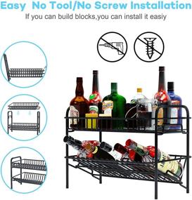 img 1 attached to 2 Tier Spice Racks Organizer for Countertop: Efficient Kitchen Cabinet Pantry Storage Shelf Holder, Black