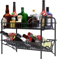 2 tier spice racks organizer for countertop: efficient kitchen cabinet pantry storage shelf holder, black logo