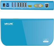 🔵 wavlink usb 3.0 universal laptop docking station - dual video hdmi/dvi/vga outputs, gigabit ethernet, 6 usb ports, audio - blue logo