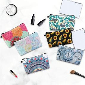 img 3 attached to 🌸 MAGEFY Makeup Bag - 6 Pack Floral Cosmetic Pouches with Black Zipper for Women - Portable Travel Makeup Bag Set for Girls - Sloth Gifts Included