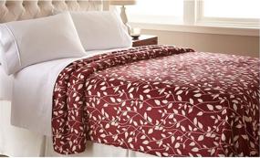 img 1 attached to 🍂 Elegant Comfort: Premium Full/Queen Size Blanket with Ultra Super Soft Leaf Pattern Design in Burgundy/Ivory