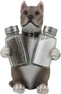 🐶 pit bull glass salt and pepper shaker set: decorative holder figurine for pitbull lovers - ideal kitchen table decor and unique gift! logo