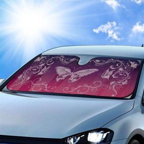 img 1 attached to BDK Premium Front Windshield Sun Shade-Accordion Folding Auto Sunshade For Car Truck SUV-Blocks UV Rays Sun Visor Protector-Keep Your Vehicle Cool- 58 X 27 Inch (Pink Butterfly)