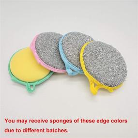 img 1 attached to 🧽 CAMSTIC Dual Action Microfiber Scouring Scrubber for Kitchen Cleaning, Round Dish Washing Sponges (10 Pack, Pink)